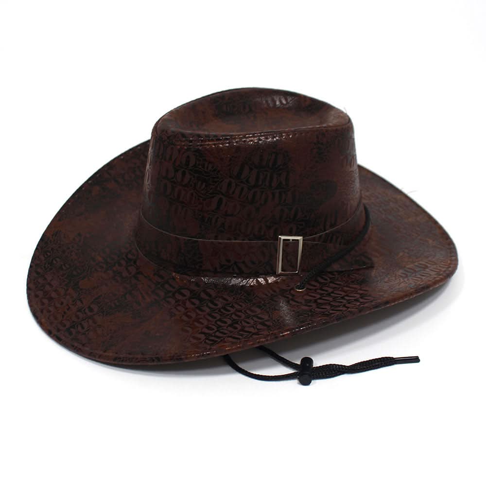 Unisex PU Leather Cowboy Hat – Crocodile Pattern Western Jazz Hat