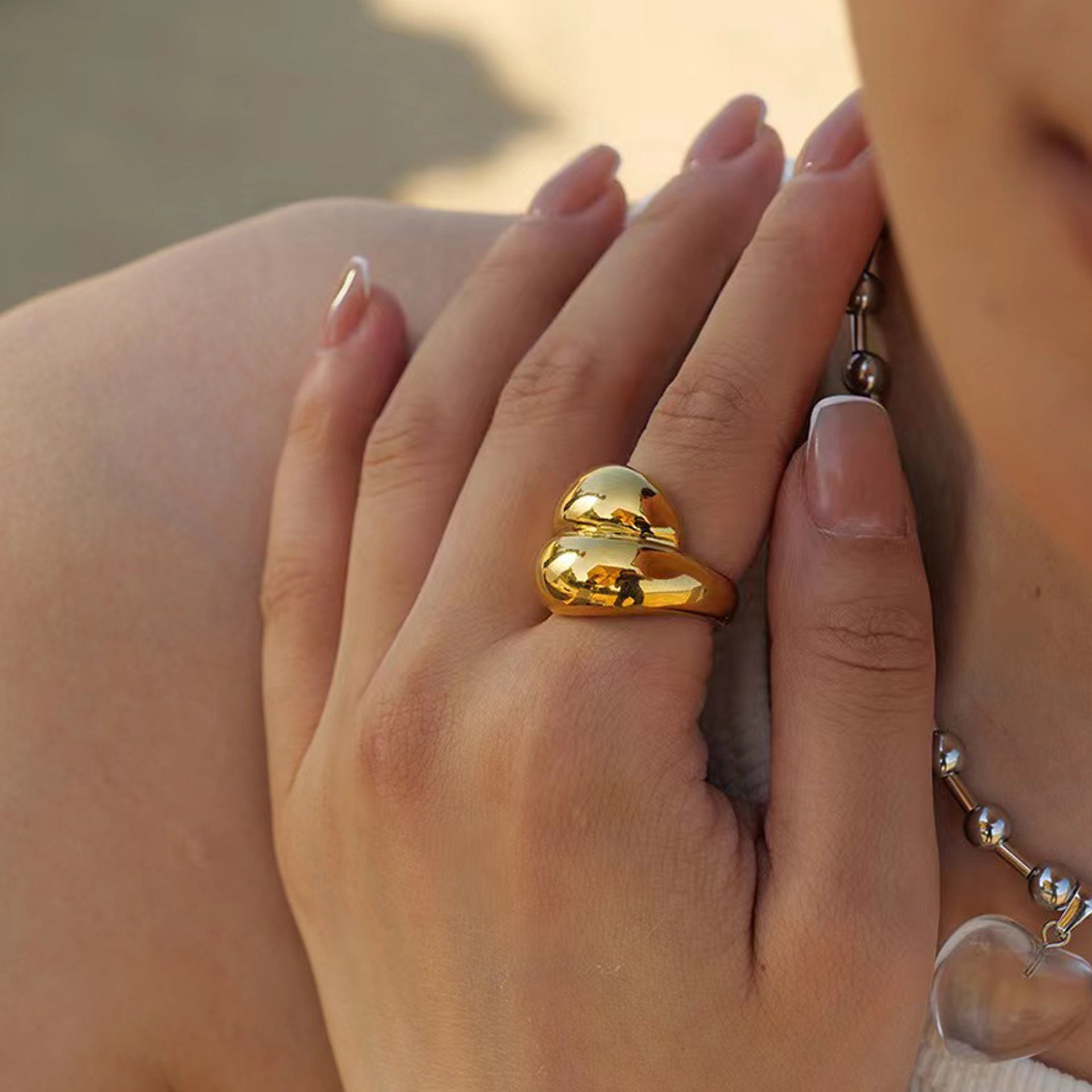Bold Gold Twist Ring – Trendy Stainless Steel Statement Jewelry for Women