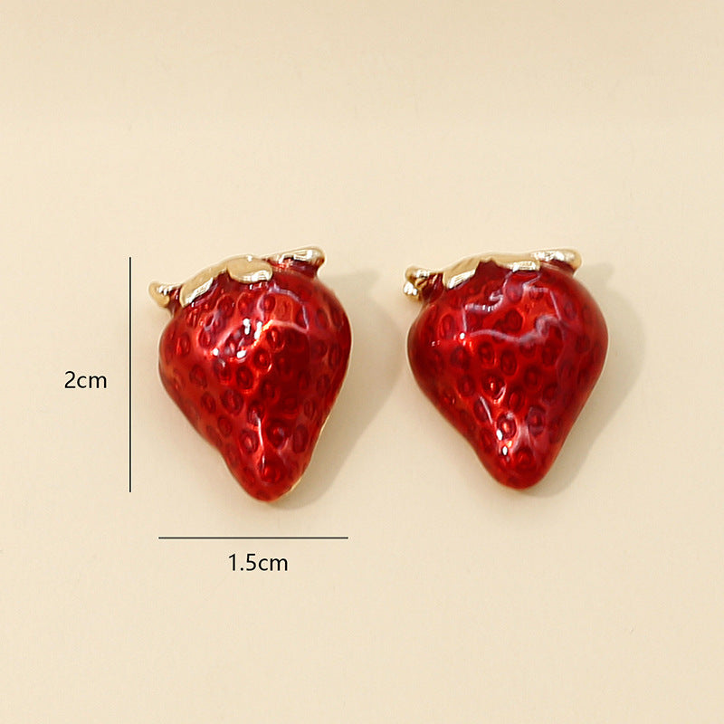 Cute Strawberry Earrings for Women – Red Fruit Pastoral Style Jewelry