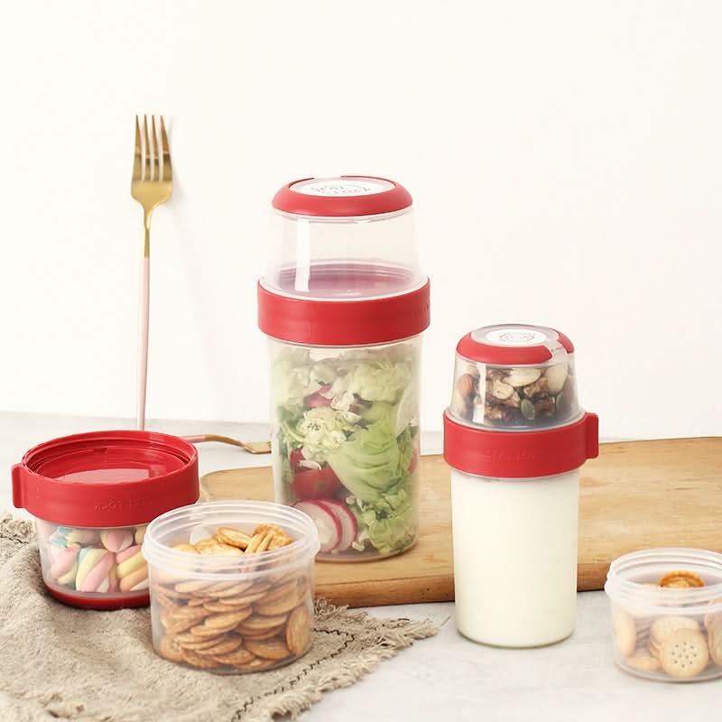 Microwave-Safe Double-Layer Salad & Oatmeal Cup – Container with Sealed Lid