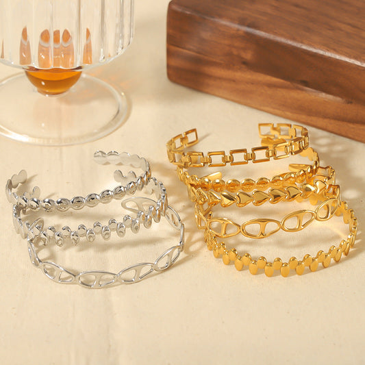 Gold Stainless Steel Geometric Hairband – Chic Hollow Metal Head Jewelry