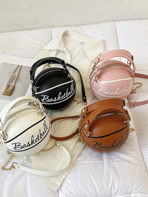 Round Ball Crossbody Bag – PU Leather Chain Shoulder Handbag for Women