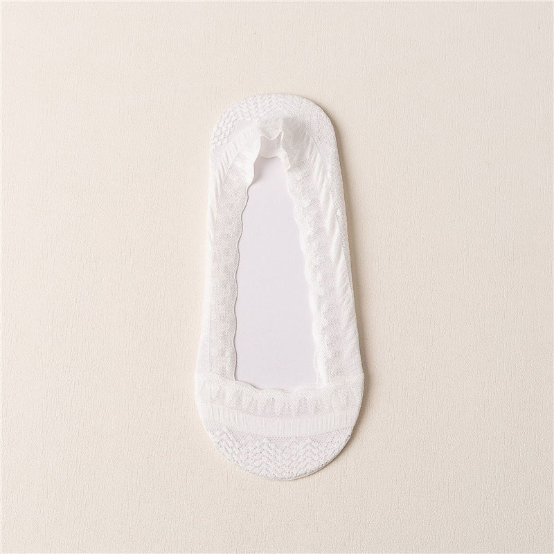 Women’s Lace Invisible Socks – Quick-Dry Cotton Non-Slip Low Cut