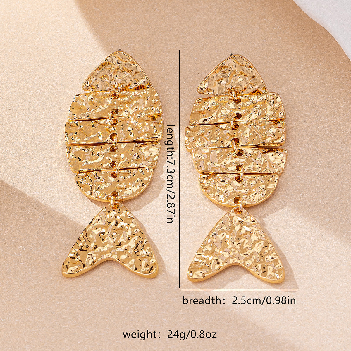 Fishbone Earrings for Women – Alloy Hammered Design Fashion Jewelry