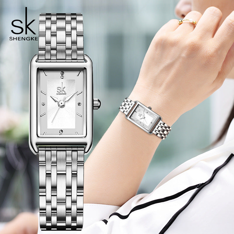 SK Women’s Square Quartz Watch – 30M Waterproof Fashion Student Watch
