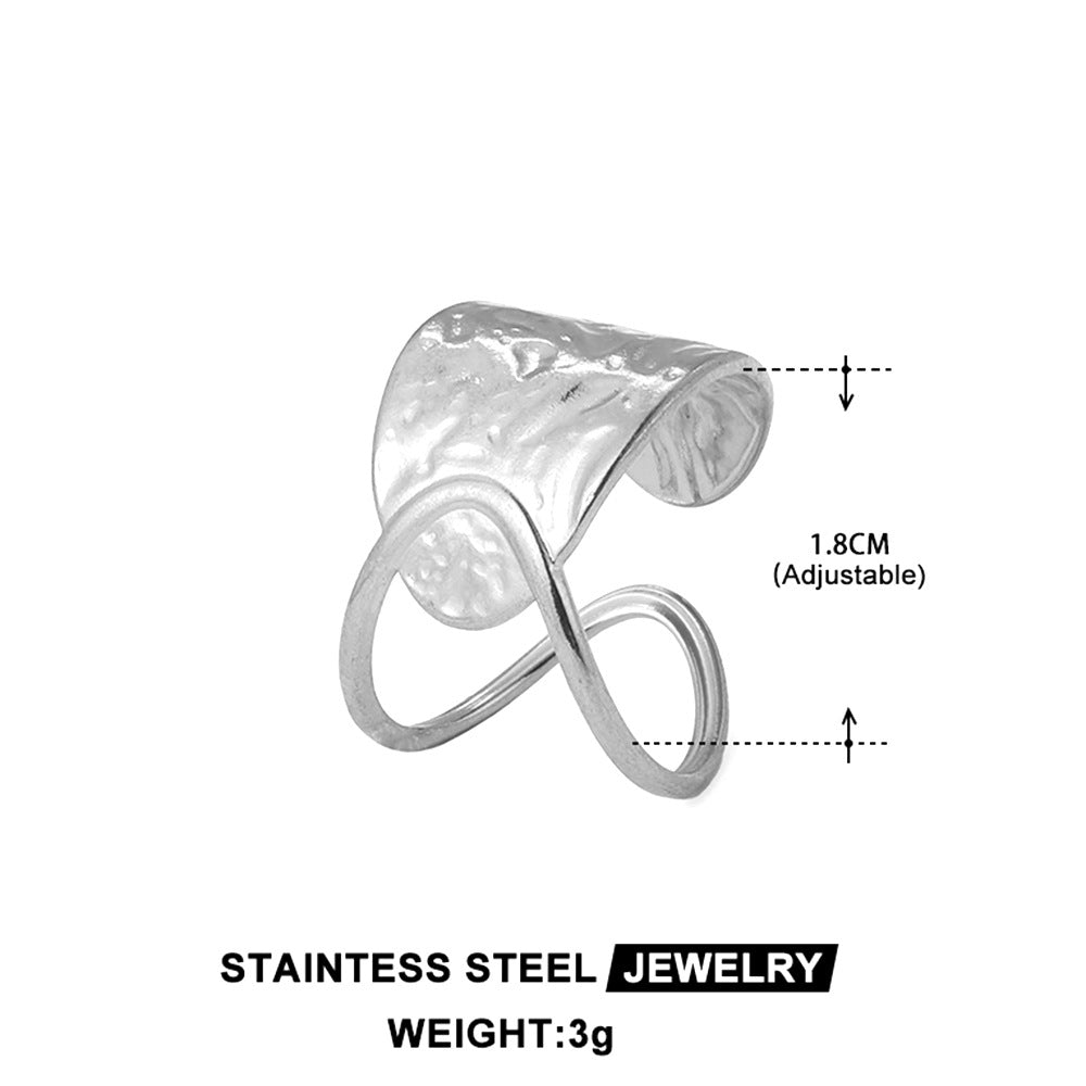French Retro Open Ring – Non-Fading Stainless Steel Geometric Adjustable Ring for Women