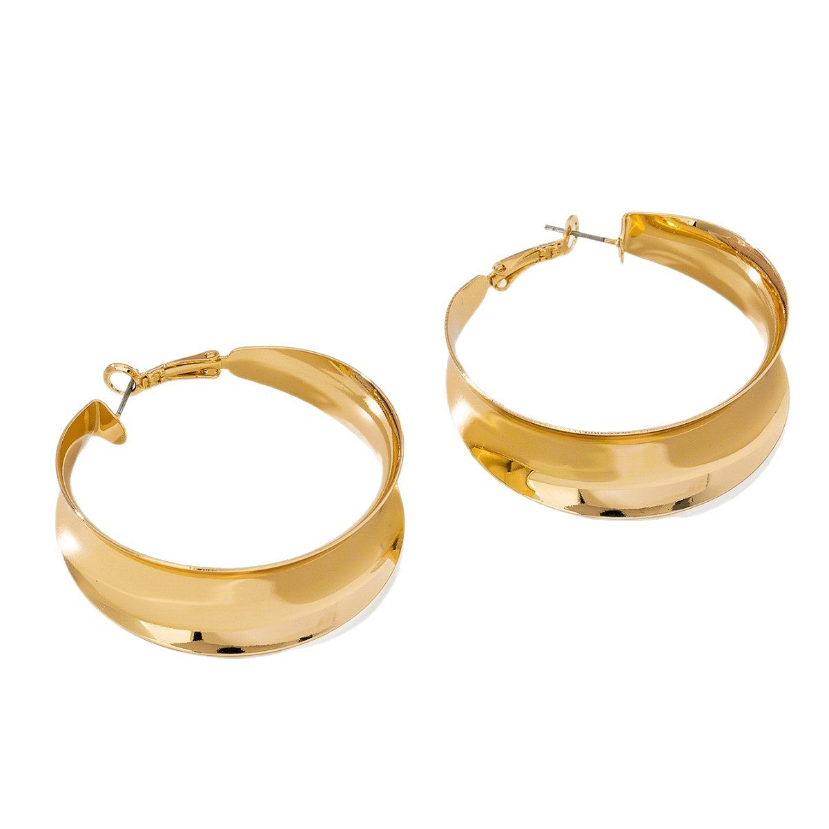Large Gold Hoop Earrings for Women – Geometric Hollow Metal Jewelry
