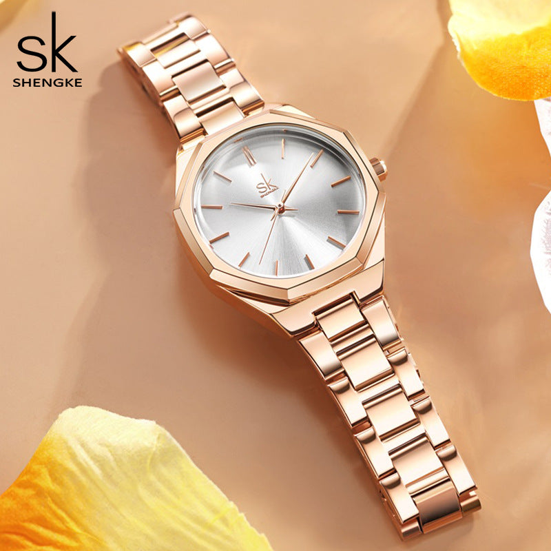 SK Women’s Quartz Watch – Ultra-Thin Stainless Steel Strap, Waterproof Business Wristwatch