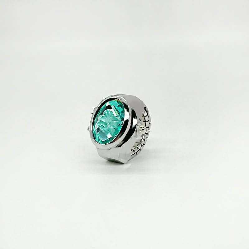 Women's Crystal Cover Ring Watch – Elegant Oval Quartz Finger Watch