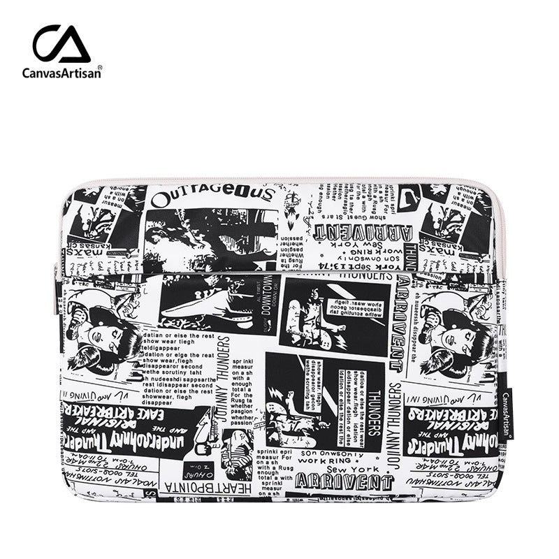 Black-White Comic Laptop Sleeve – Waterproof & Shockproof 13–15 Inch Protective Case