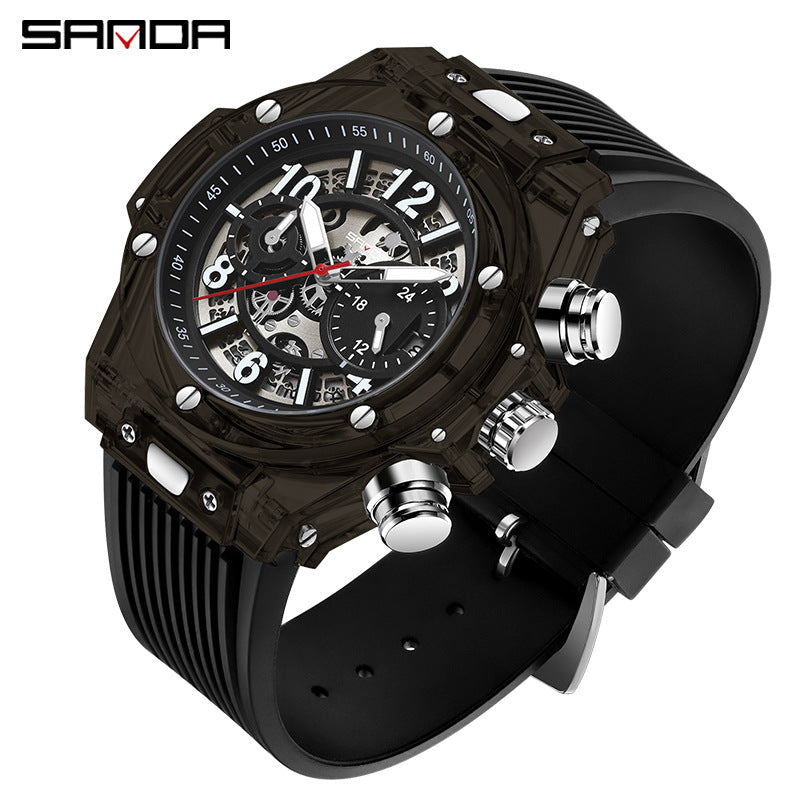 SANDA Men’s Quartz Sports Watch – Luminous Calendar Fashion Waterproof Timepiece