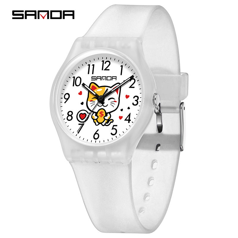 Sanda Kids Cartoon Watch – Waterproof Luminous Quartz Watch for Boys and Girls