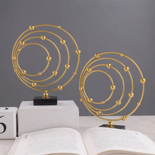 Light Luxury Gold Iron Planet Ornament – Elegant Home Decor for Living Room & Office
