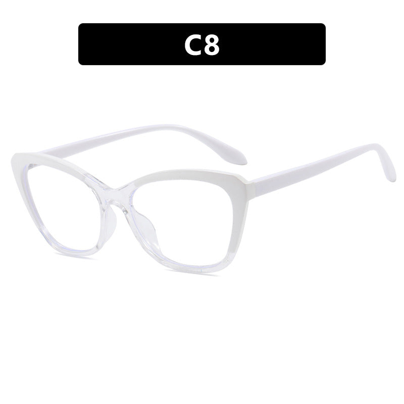 Cat-Eye Anti-Blue Light Glasses for Women – Contrast Color Butterfly Frame, Flat Lens
