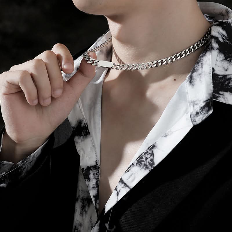 Men’s Titanium Steel Cuban Chain – Hip-Hop Clavicle Necklace