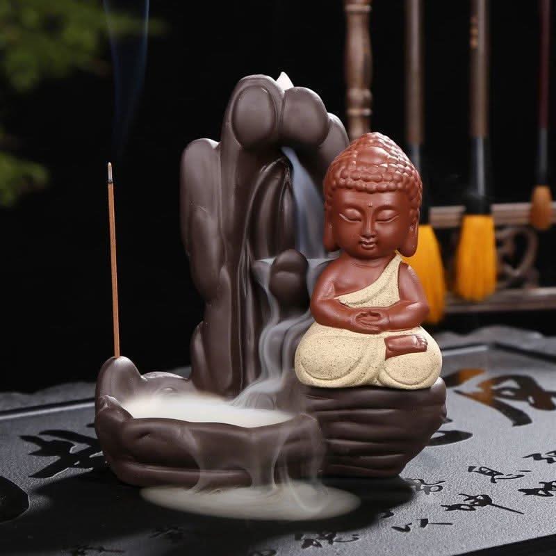 Purple Sand Buddha Backflow Incense Burner - Retro Home Aromatherapy Decor