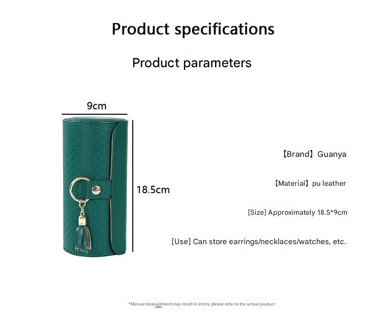 Portable Cylindrical PU Leather Jewelry Box