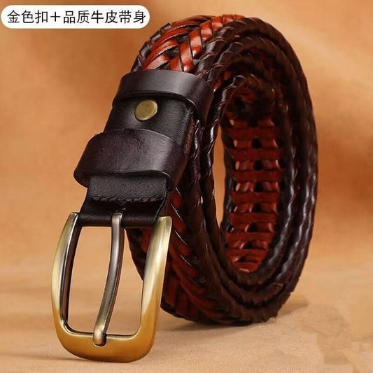 Hand-Woven Leather Belt for Men & Women