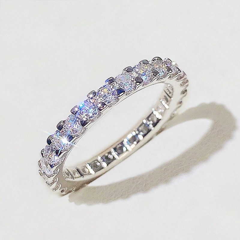 Luxury Zircon Cluster Ring for Women – Gold & Silver Micro-Set Copper Band Jewelry