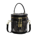 Women's Fashionable Sequin Cylinder Bag – With Zipper Closure