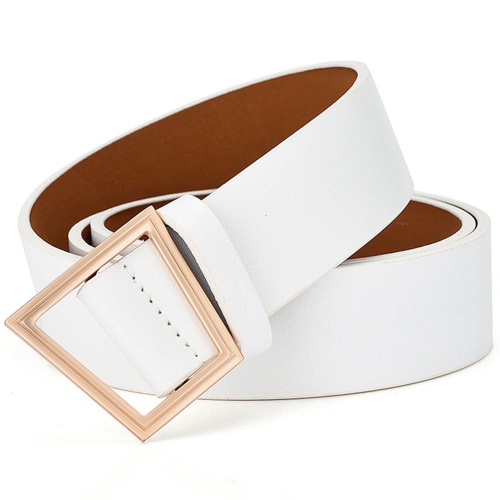Women's Trendy Wide PU Leather Belt – Trapezoid Buckle