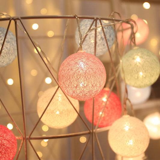 LED Cotton Ball String Lights – DIY Fairy Light Decor for Bedroom & Parties (10 lights)
