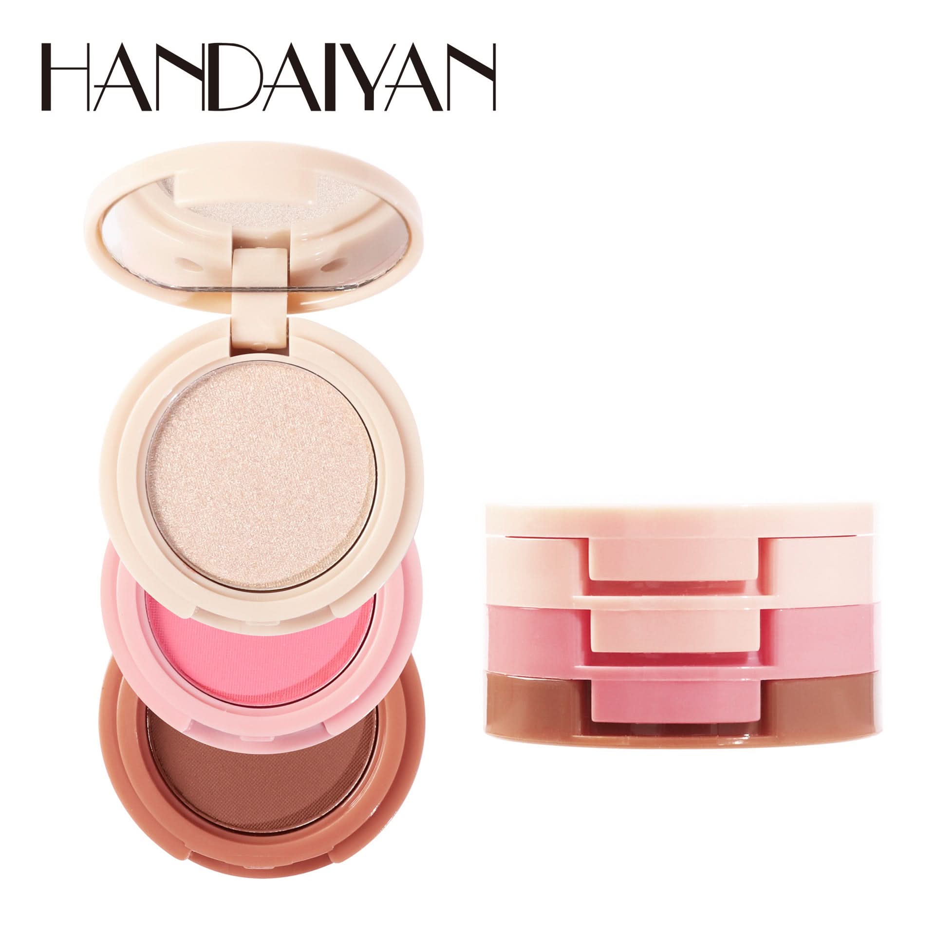 Handaiyan 3-in-1 Contour, Highlighter & Blush Palette – Glow-Boosting
