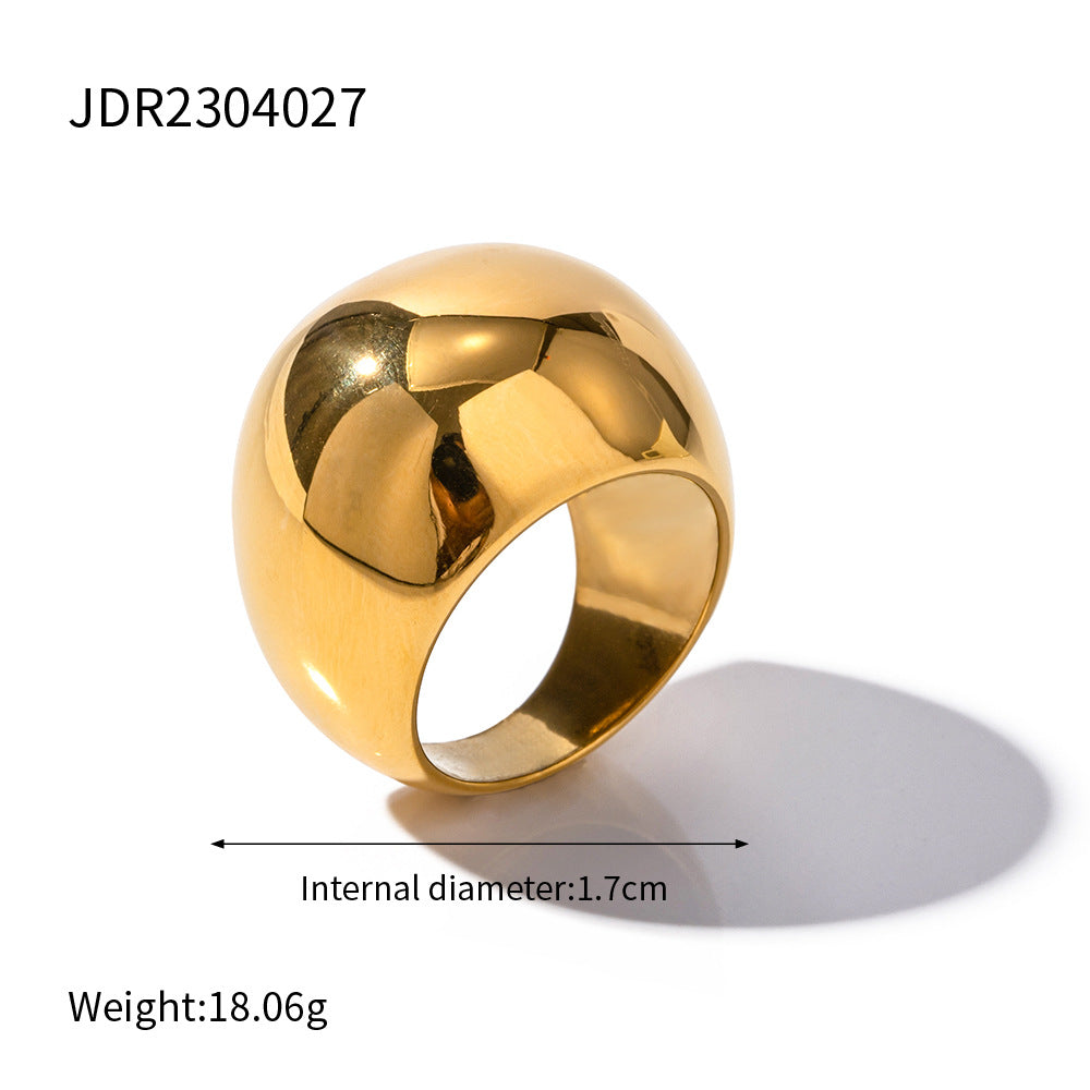 Trendy Gold & Silver Stainless Steel Dome Ring – Bold Adjustable Statement Jewelry