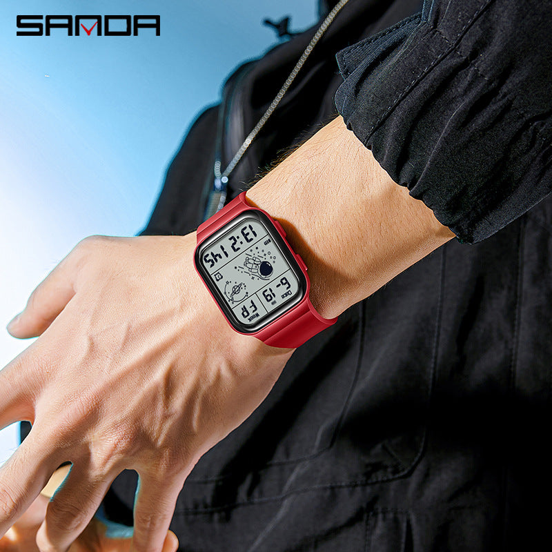 Sanda Digital Watch for Mens – Waterproof Luminous Alarm Student Square Watch