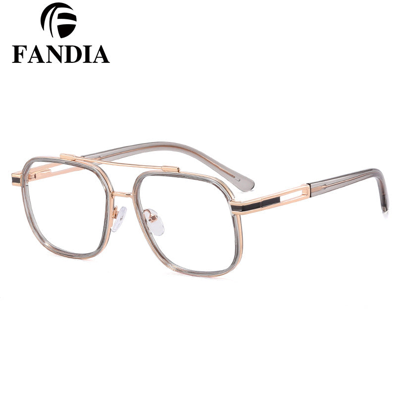 Men’s Polygonal Anti-Blue Light Glasses – Metal Double Beam Frame | Myopia-Ready