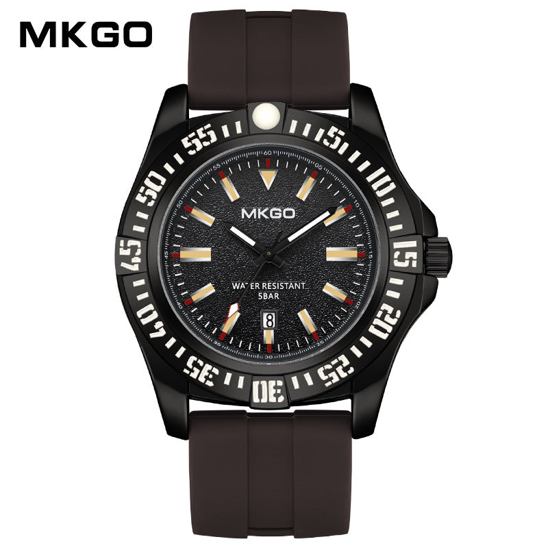 MKGO Men’s Quartz Watch with Calendar – Waterproof Silicone Strap Sport Timepiece
