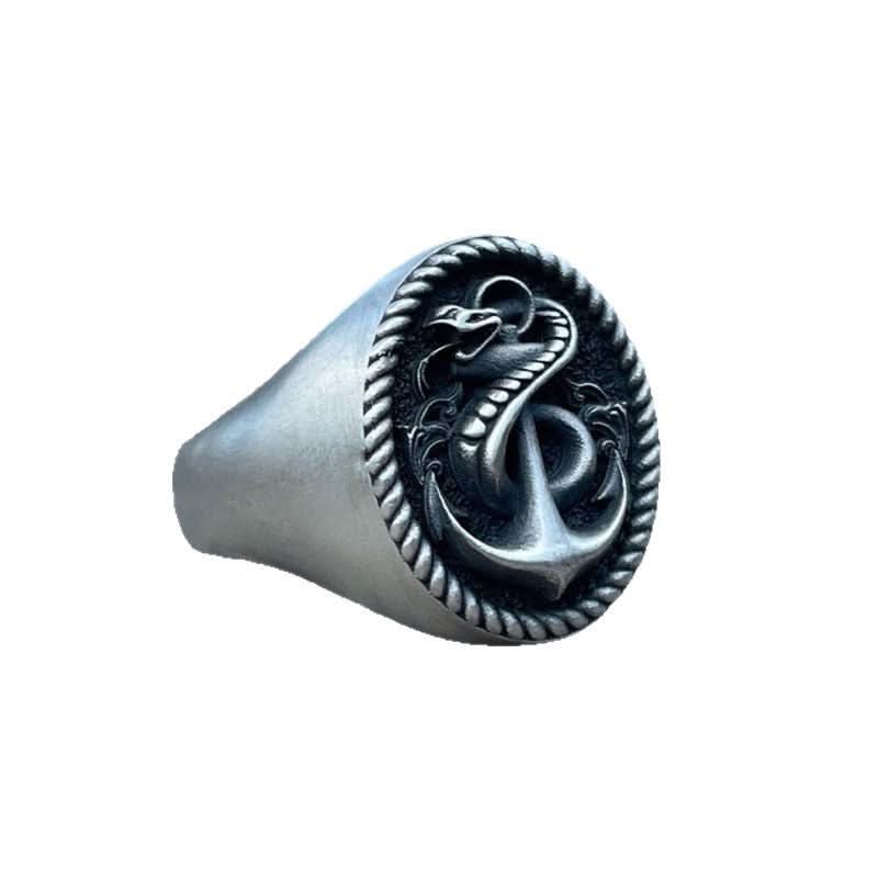 Vintage Cobra Anchor Ring for Men – Seiko Design, Copper, Punk Rock Biker Style