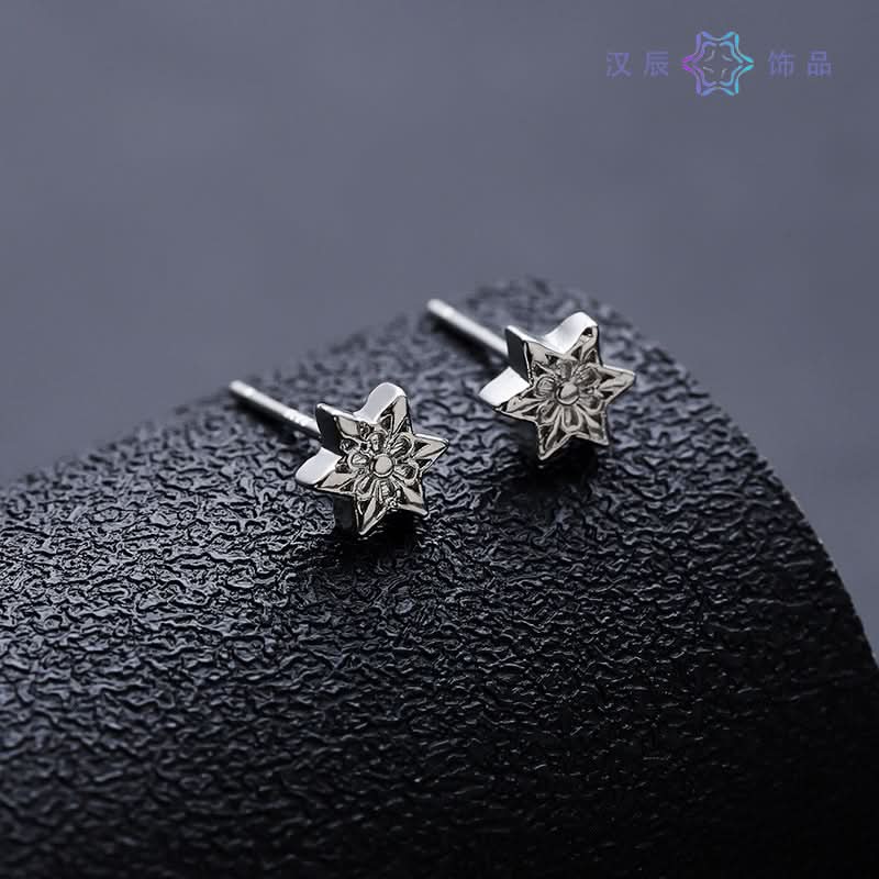 Men’s Six-Pointed Star Earrings - Geometric Hexagram Studs