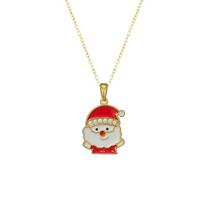 Santa Claus Red Pendant Necklace for Women