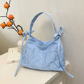 Nylon Bow Underarm Bag – Candy Color Shoulder Handbag with Letter Design