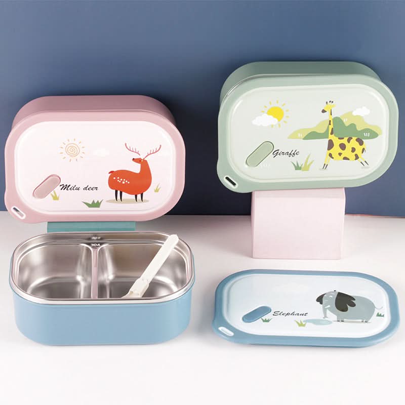 304 Stainless Steel Insulated Lunch Box – With 2 Compartments for Kids & Students