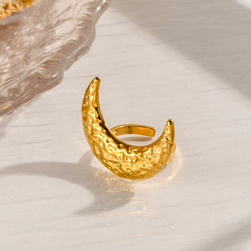 Crescent Moon Ring – Elegant Stainless Steel Women’s Ring