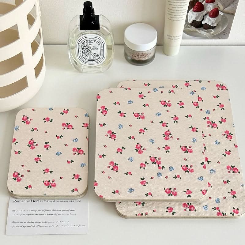 Portable Retro Floral Folding Makeup Mirror