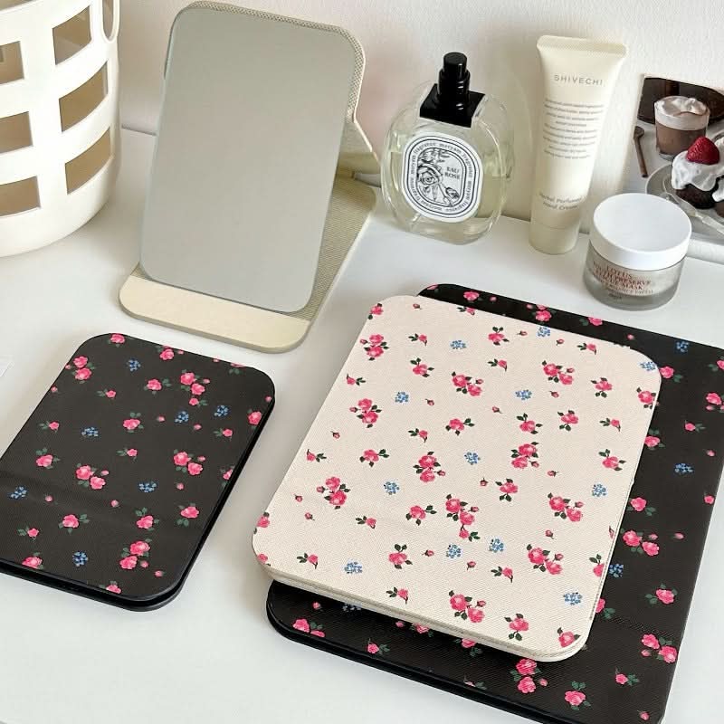 Portable Retro Floral Folding Makeup Mirror