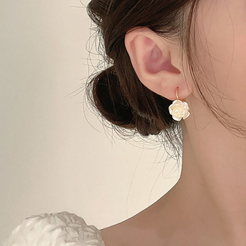 Camellia Flower Earrings for Women – Korean Style Light Luxury Jewelry