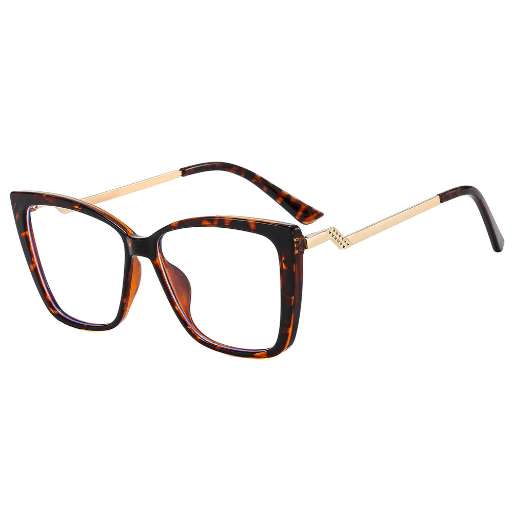 Retro Cat-Eye Anti-Blue Light Glasses – Colorblock Square Frame Eyewear