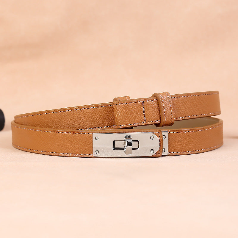 Women's Leather Waist Belt – Snap Button Fashion Dress Accessory