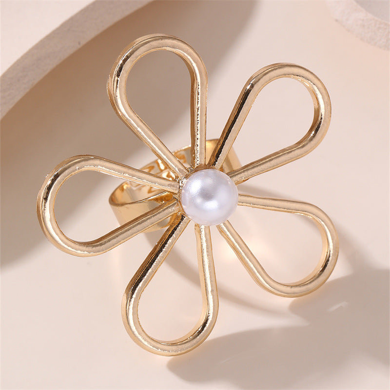 Rose Gold Statement Ring for Women – Irregular Korean Style Resin Jewelry