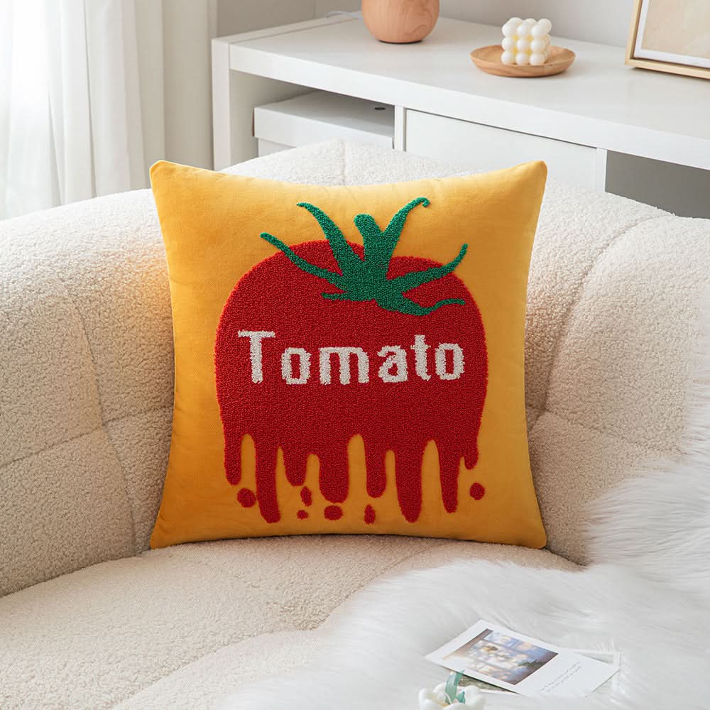 New Arrival Alphabet Fruit Embroidery Pillow