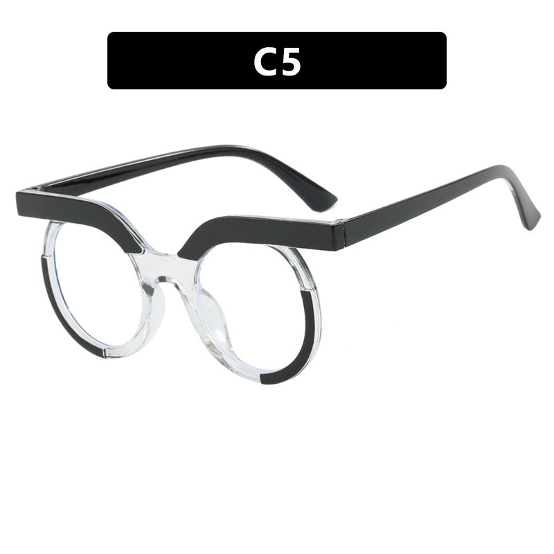 Round Owl Blue Light Blocking Glasses for Women – European Style Flat Mirror Frame