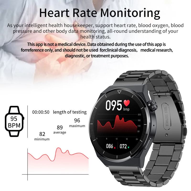Men’s Round Dial Smart Watch with Bluetooth Calling – Health & Fitness Tracker