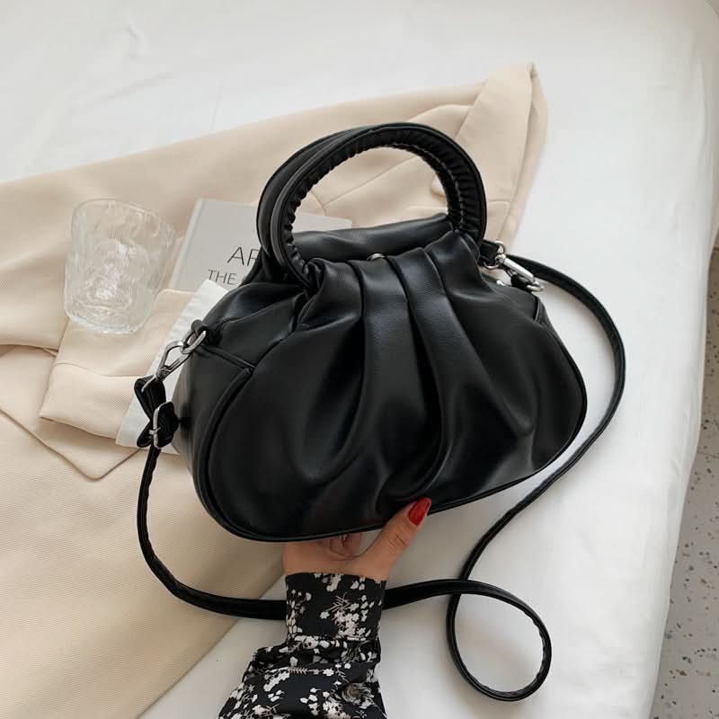 Retro Pleated Cloud Shoulder Bag for Women – Leather Handbag