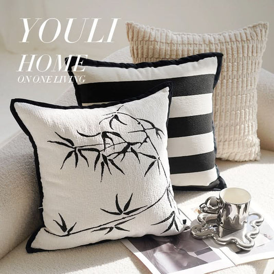Black Light Luxury Vintage Embroidered Pillowcase