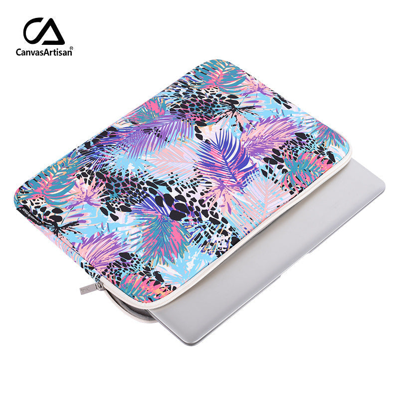 Tropical Laptop Sleeve – Neon Jungle Print Canvas Case for 11–17 Inch Devices