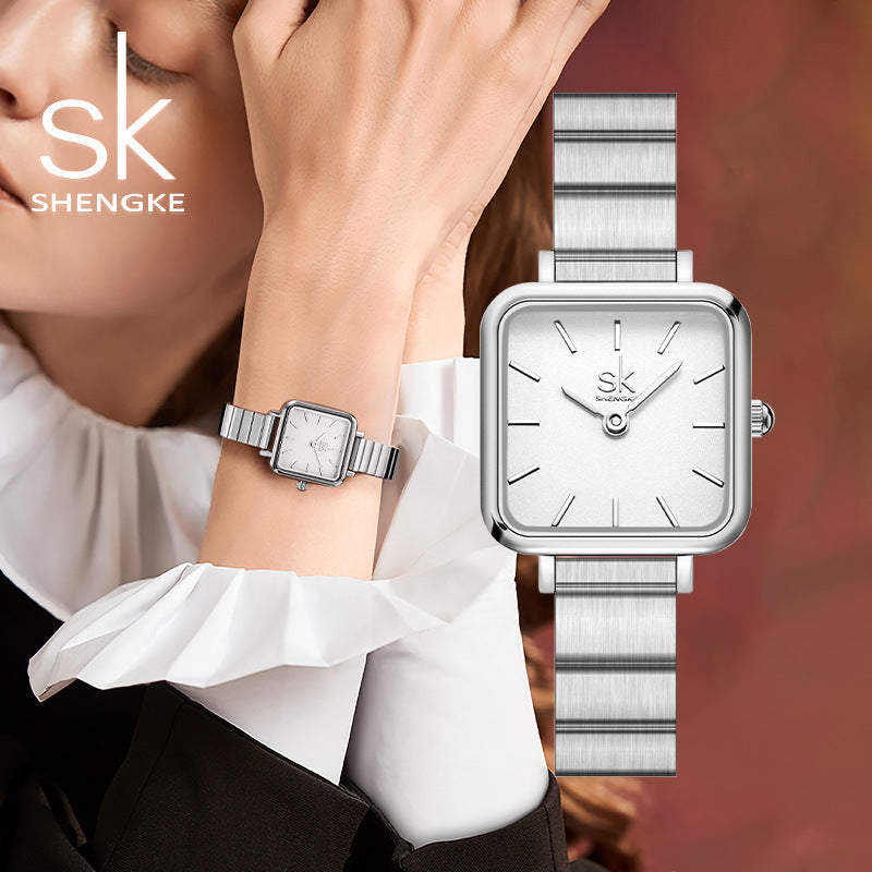 SK Women’s Square Dial Quartz Watch – 30M Waterproof Fashion Wristwatch